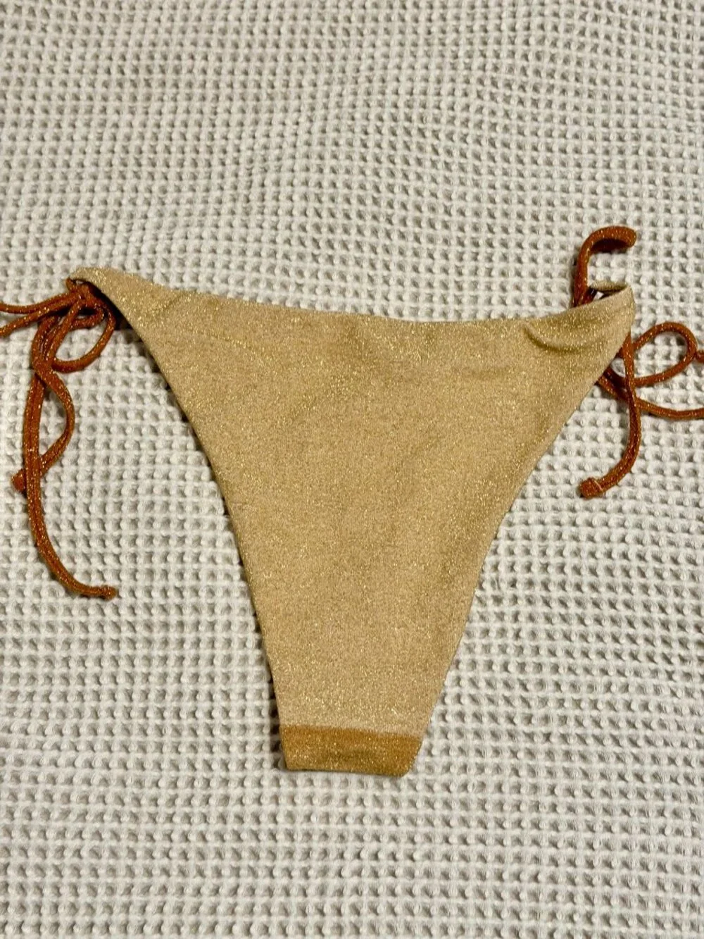 aerie Gold Shimmer Tie-Side Bikini Bottoms